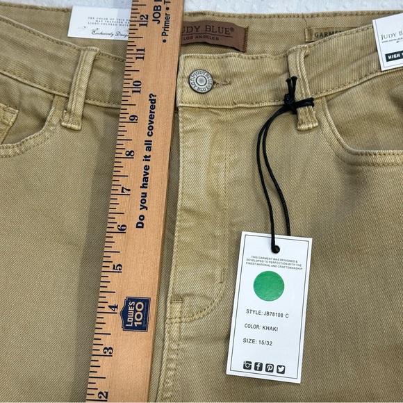 JUDY BLUE High Waist Garment Dyed Khaki Capri Jeans 15 32 NWT - Picture 13 of 14
